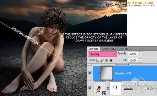 <a href=http://www.cnwebshow.com/http://www.cnwebshow.com/edu/photoshop/ target=_blank class=infotextkey>Photoshop</a>合成坐在干涸土地上沉思女人,PS教程