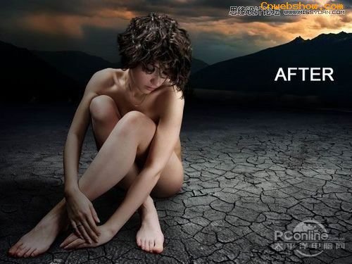 <a href=http://www.cnwebshow.com/http://www.cnwebshow.com/edu/photoshop/ target=_blank class=infotextkey>Photoshop</a>合成坐在干涸土地上沉思女人,PS教程