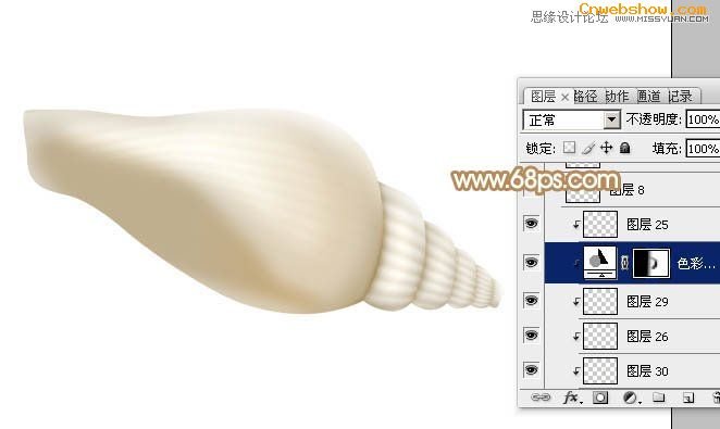 <a href=http://www.cnwebshow.com/http://www.cnwebshow.com/edu/photoshop/ target=_blank class=infotextkey>Photoshop</a>绘制可爱风格的小海螺教程,PS教程