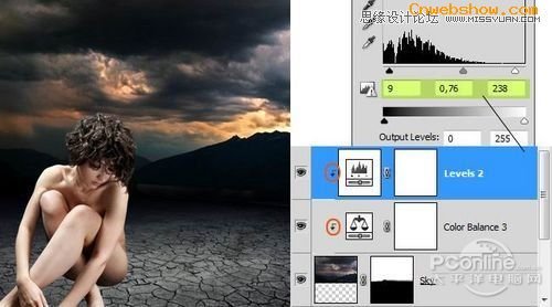 <a href=http://www.cnwebshow.com/http://www.cnwebshow.com/edu/photoshop/ target=_blank class=infotextkey>Photoshop</a>合成坐在干涸土地上沉思女人,PS教程