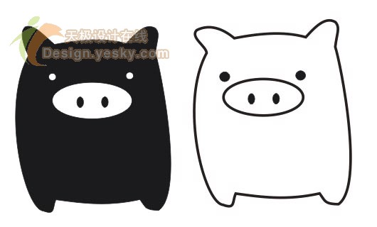 用CorelDraw绘可爱黑白猪图案(图二)